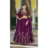 Wine Rangoli Silk Thread Work Lehenga Choli - 220343