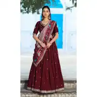 Maroon Vichitra Silk Embroidery Work Lehenga Choli - 220364