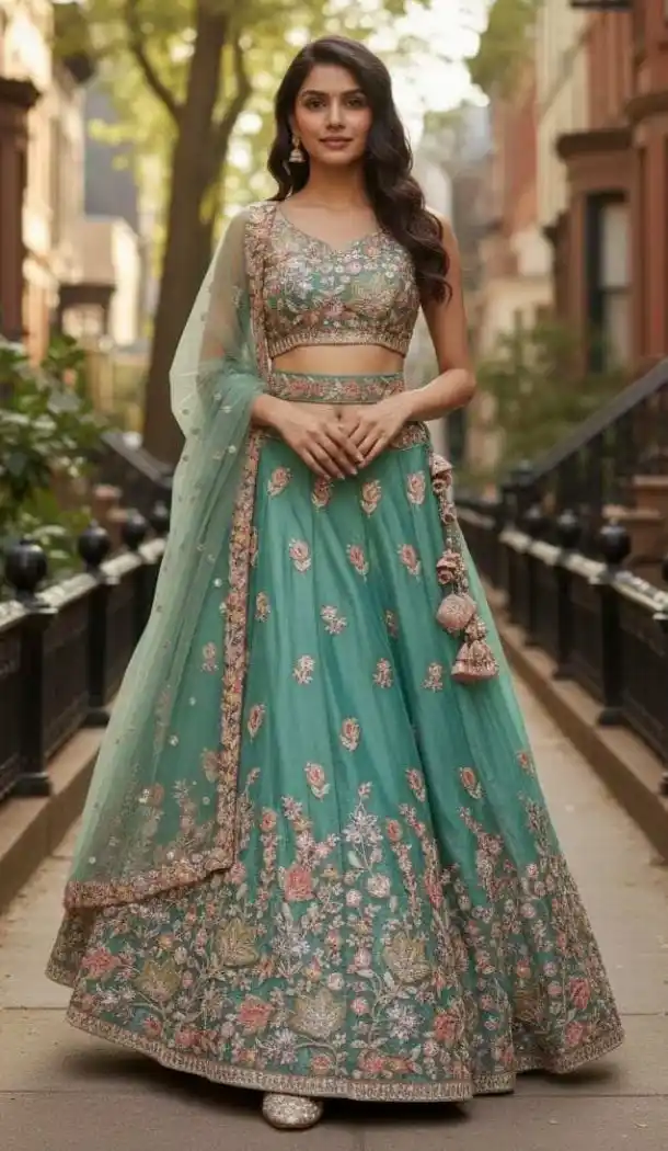 Party Wear Fandy Silk Zari Embroidered Lehenga Choli - 220370