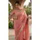 Pink Fendy Chiffon Beads Work Saree - 220425