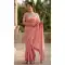 Pink Fendy Chiffon Beads Work Saree - 220425