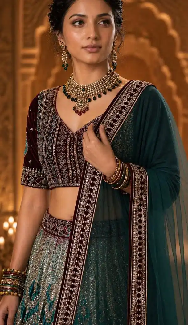 Multi Japan Satin Silk Party Wear Lehenga - 220432