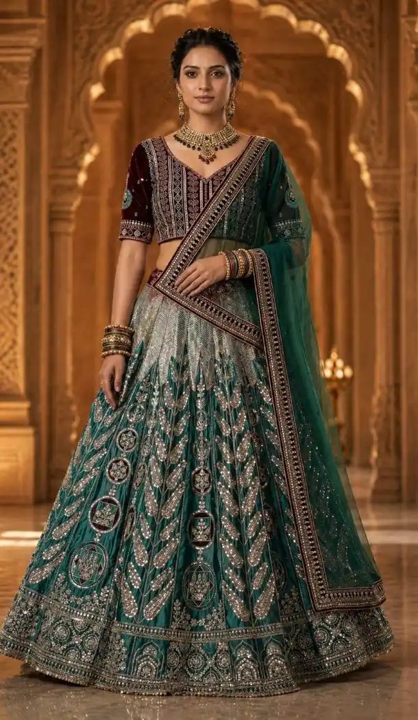 Multi Japan Satin Silk Party Wear Lehenga - 220432