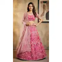 Pink Butterfly Net Coding Work Lehenga Choli - 220433