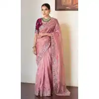 Pink Slub Silk C-Pallu Traditional Saree - 220515