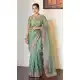 Sea Green Slub Silk Embroidered Saree - 220516