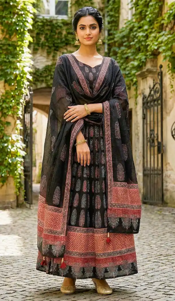 Black Cotton Rayon Festive Chaniya Choli - 167665784