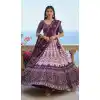 Purple Printed Plus Size Navratri Chaniya Choli - 167665786