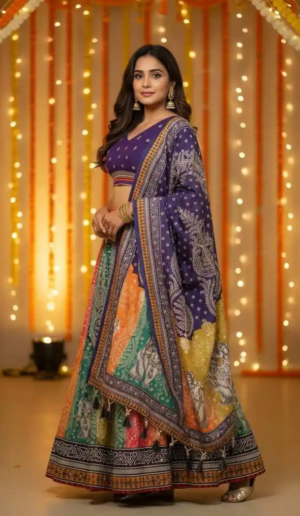 Vibrant Multi Cotton Rayon Navratri Chaniya Choli - 167665787