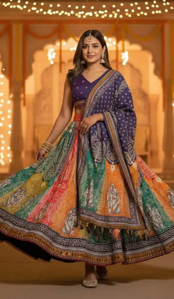 Vibrant Multi Cotton Rayon Navratri Chaniya Choli - 167665787