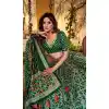 Tassar Silk Green Sparkle Printed Plus Size Navratri Chaniya Choli - 170507681