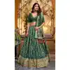 Tassar Silk Green Sparkle Printed Plus Size Navratri Chaniya Choli - 170507681