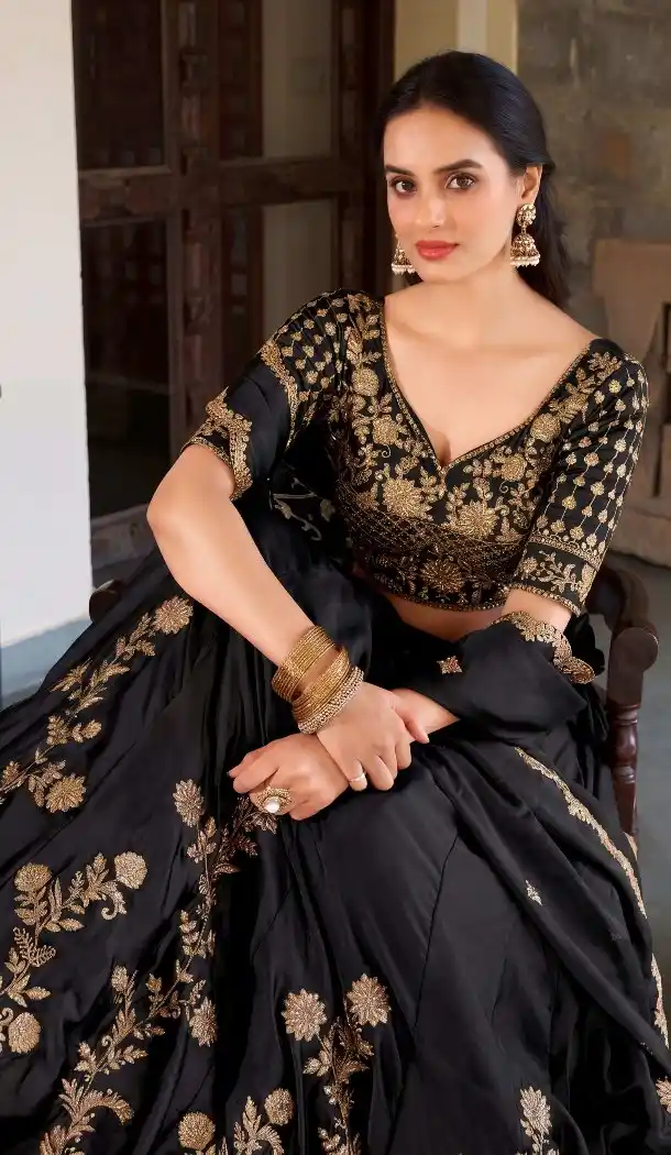 Designer Black Rangoli Silk Navratri Chaniya Choli - 170637739
