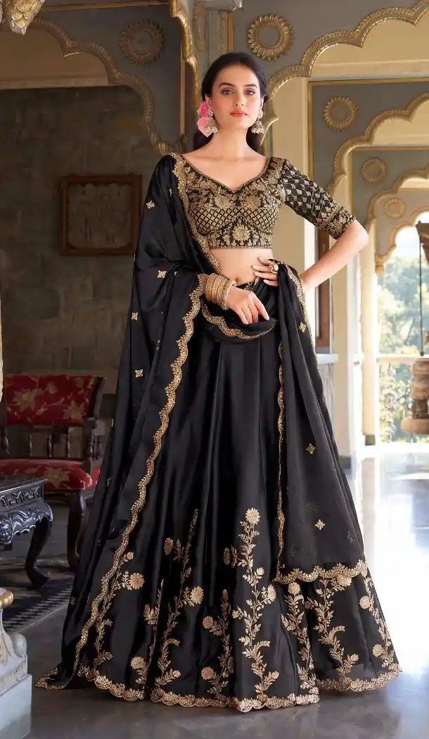 Designer Black Rangoli Silk Navratri Chaniya Choli - 170637739