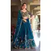 Teal Blue Embroidered Plus Size Navratri Chaniya Choli - 170637740