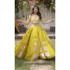 Lemon Roman Silk Mirror Lace Navratri Chaniya Choli - 172468856