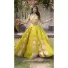 Lemon Mirror Lace Roman Silk Plus Size Navratri Chaniya Choli - 172468856