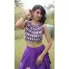 Purple Roman Silk Chaniya Choli with Gota Work & Mirror Lace - 172468857