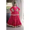 Pink Gota Patti Lace Cora Cotton Navratri Chaniya Choli - 172568919