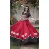 Maroon Roman Silk Kutchi Gamti Plus Size Navratri Chaniya Choli - 172658967