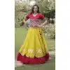 Yellow Kutchi Gamti Embroidery Plus Size Navratri Chaniya Choli - 172658969