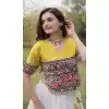 White Kutchi Gamti Mirror Lace Plus Size Navratri Chaniya Choli - 172658974