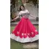 Pink Roman Silk Mirror Lace Plus Size Navratri Chaniya Choli - 172658975
