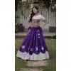 Purple Kutchi Gamti Mirror Lace Plus Size Navratri Chaniya Choli - 172658976
