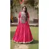 Pink Navratri Chaniya Choli with Kora Cotton Kutchi Patch Work - 173279367