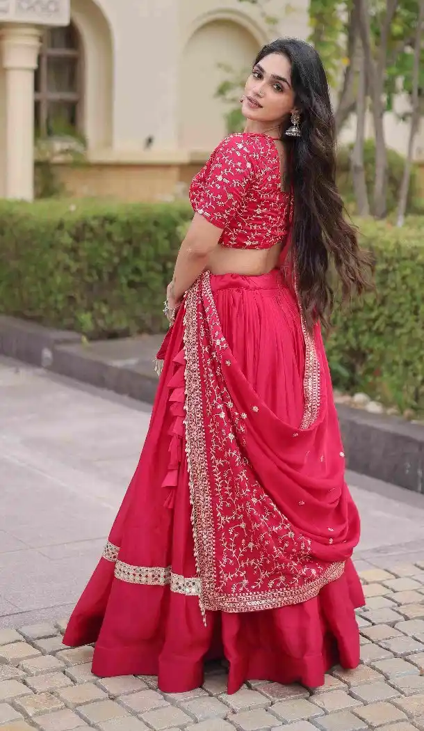 Pink Sequins Embroidery Plus Size Navratri Chaniya Choli - 173389451