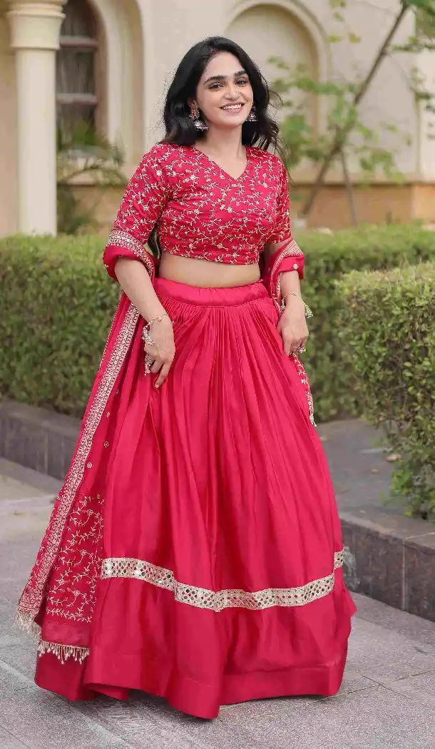 Pink Sequins Embroidery Plus Size Navratri Chaniya Choli - 173389451