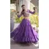 Purple Faux Georgette Plus Size Navratri Chaniya Choli with Kutchi Work - 173649652