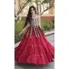 Maroon Kora Cotton Plus Size Navratri Chaniya Choli - 173899845