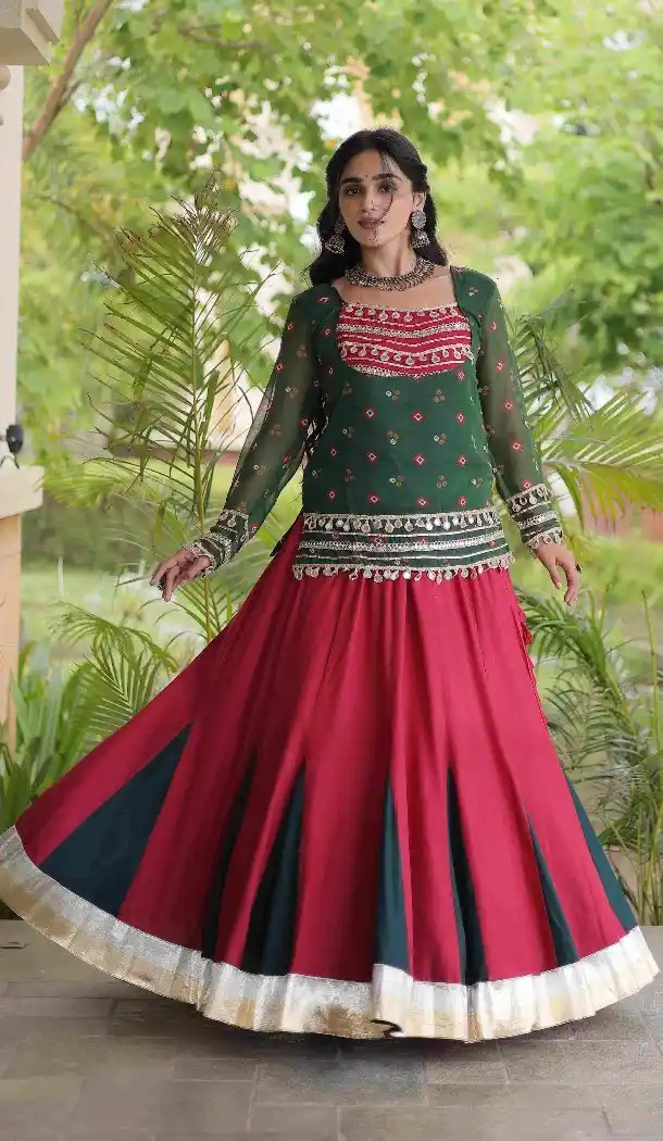 Maroon Bandhani Print Rayon Navratri Chaniya Choli - 174141019