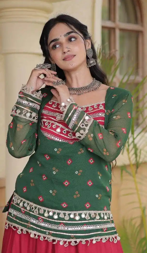 Bandhani Print Maroon Rayon Plus Size Navratri Chaniya Choli - 174141019