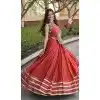Rust Rayon Mukesh Mirror Work Plus Size Navratri Chaniya Choli - 174491259