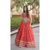 Rust Rayon Mukesh Mirror Work Plus Size Navratri Chaniya Choli - 174491259