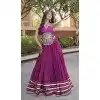 Wine Rayon Mukesh Mirror Work Plus Size Navratri Chaniya Choli - 174491261