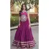 Wine Rayon Mukesh Mirror Work Plus Size Navratri Chaniya Choli - 174491261