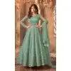 Green Party Wear Net Plus Size Anarkali Suit with Embroidery - 15042220625