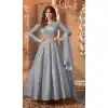 Gray Embroidered Net Anarkali Suit for Women - 15042220627
