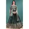 Green Soft Jacquard Lehenga Choli with Jacquard Work - 15052220664