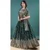 Green Jacquard Work Plus Size Party Wear Lehenga Choli - 15052220664