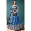 Blue Jacquard Work Party Wear Lehenga Choli - 15052220665