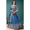 Blue Party Wear Soft Jacquard Plus Size Lehenga Choli - 15052220665