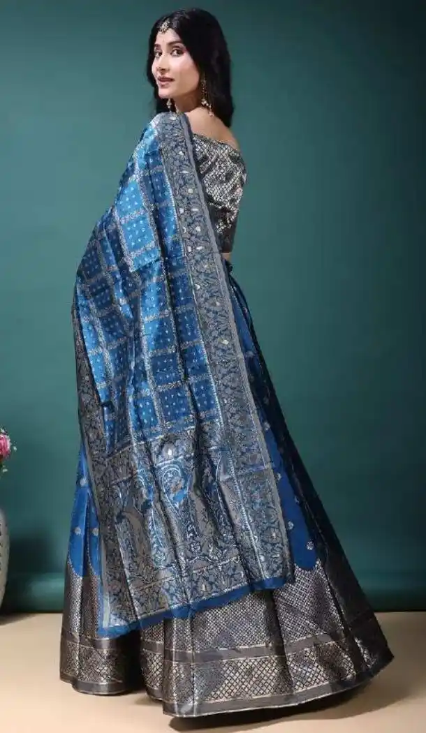 Blue Jacquard Work Party Wear Lehenga Choli - 15052220665