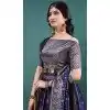Navy Blue Jacquard Work Plus Size Party Wear Lehenga Choli - 15052220666