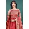 Red Party Wear Jacquard Work Plus Size Lehenga Choli - 15052220668