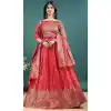 Red Soft Jacquard Party Wear Lehenga Choli - 15052220668