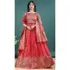 Red Party Wear Jacquard Work Plus Size Lehenga Choli - 15052220668